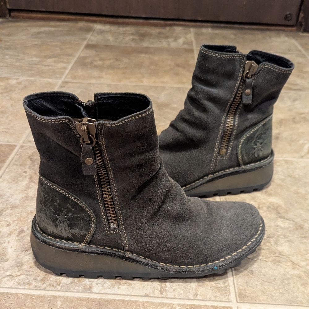 fly London Gray Boots For Women Size 36